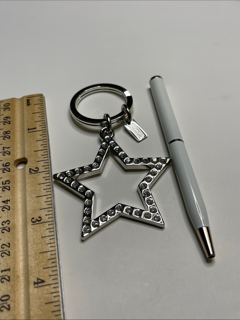 Coach Silver Star Crystal Keychain with Tag and Coach Pen - Picture 4 of 5